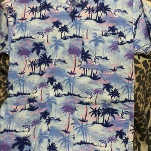 Blue and purple Hawaii dolphin scrub top